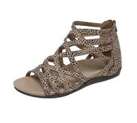 Womens Crisscross Strap Flats Womens Sandals With A Zip Up The Back Gladiator Fashion Open Toe Strappy Slides Boho Rhinestone Non Slip Sandals Beach Pillowy Sliders Flexible Bouncy Shoe