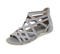 Womens Crisscross Strap Flats Womens Sandals With A Zip Up The Back Gladiator Fashion Open Toe Strappy Slides Boho Rhinestone Non Slip Sandals Beach Pillowy Sliders Flexible Bouncy Shoe