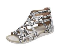 Womens Crisscross Strap Flats Womens Sandals With A Zip Up The Back Gladiator Fashion Open Toe Strappy Slides Boho Rhinestone Non Slip Sandals Beach Pillowy Sliders Flexible Bouncy Shoe