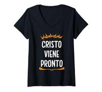 Womens Cristo Viene Pronto V-Neck T-Shirt