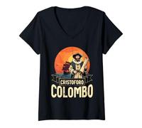 Women's Cristoforo Colombo Italian Explorer Sunset Voyage V-Neck T-Shirt