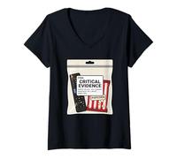 Women's Critical Evidence True Crime Watching Humor V-Neck T-Shirt