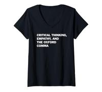 Women's Critical Thinking Empathy and The Oxford Comma Funny Grammar V-Neck T-Shirt