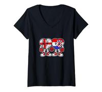 Womens Croatia and England Hearts Friendship V-Neck T-Shirt