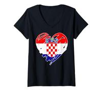 Women's Croatia Independence Day June 25th Flag Design I Love Zagreb V-Neck T-Shirt
