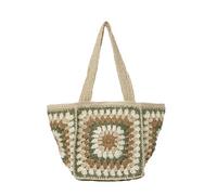 Women's Crochet Beach Tote Bag, Cotton Woven Summer Shoulder Bags, Medium with Magnetic Snap, Bohemian Straw Style Handbag for Holiday & Daily Use