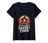 Womens Crochet Coven Witch Yarn Craft Magic Art V-Neck T-Shirt