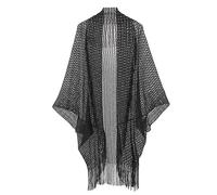 Women's Crochet Cover Up Swim Beach Kimono Cardigan Long Swimwear Cover Ups 3/4 Sleeve Bikini Sarong Shawl Tops Sheer Shrug Black