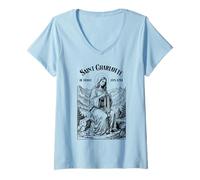 Womens Crochet Crocheting Patron Saint Charlotte Crafting Crafts V-Neck T-Shirt