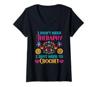 Women's Crochet I Don't Need Therapy I Just Need to Crochet Knitting V-Neck T-Shirt