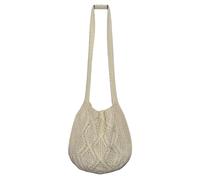Women's Crochet Knit Twist Texture Wide Shoulder Strap Boho Tote Bag Retro Simple Lightweight Vacation Beach Daily Going Out Tote Bag (Beige)