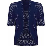 Women's Crochet Knitted Bolero Shrug Ladies Short Sleeve Elegant Open Front Cardigan Top Tees Vest Summer Plus Size Holiday Party (Navy, M/L (12-14))