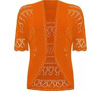 Women's Crochet Knitted Bolero Shrug Ladies Short Sleeve Elegant Open Front Cardigan Top Tees Vest Summer Plus Size Holiday Party (Orange, M/L (12-14))