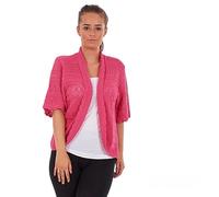 Women's Crochet Knitted Bolero Shrug Ladies Short Sleeve Elegant Open Front Cardigan Top Tees Vest Summer Plus Size Holiday Party (Fuchsia, M/L (12-14))