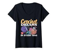 Womens Crochet Knitting Crochet Dreams in Every Bag V-Neck T-Shirt