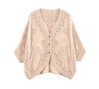 Women's Crochet Lace Cardigan Floral Hollow Out Knitted Top Ladies Summer Beach Cover Up Boho Holiday Casual Jumper