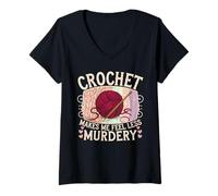 Women's Crochet Makes me Feel Less Murdery V-Neck T-Shirt