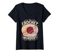 Women's Crochet Makes me Feel Less Murdery V-Neck T-Shirt