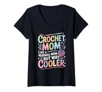 Women's Crochet Mom Like A Normal Mom Crocheting Funny Crocheter V-Neck T-Shirt