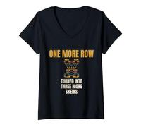 Women's Crochet - One More Row Turned Into Three More - Skeins V-Neck T-Shirt