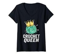 Women's Crochet Queen Crochet Lovers V-Neck T-Shirt