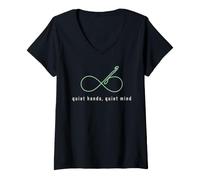 Women's Crochet Therapy Yarn Mindfulness Minimalist Calm V-Neck T-Shirt