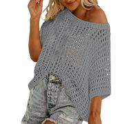 Women'S Crochet Top Jumper Beach Cover Up Oversize Summer Short Sleeve Sweater Kimono Y2K Fishnet Casual Hollow Out Knit Pullover Ladies Sheer Shirts Swimsuit Beachwear For Holidays Beach And Party
