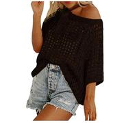 Women'S Crochet Top Jumper Beach Cover Up Oversize Summer Short Sleeve Sweater Kimono Y2K Fishnet Casual Hollow Out Knit Pullover Ladies Sheer Shirts Swimsuit Beachwear For Holidays Beach And Party