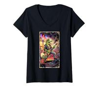Women's Crocodile Rock n Roll Guitar Player V-Neck T-Shirt