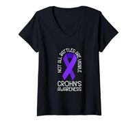 Womens Crohn Battle - Awareness Message V-Neck T-Shirt