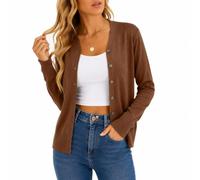 Women's Crop Cardigan Long Sleeve V-Neck Button Down Knit Outerwear Sweater | Knitted Open Front Jacket Lightweight Work Cardigans Sweater for Dresses Evening Dinner Office Wedding Spring Autumn Winter