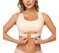 Women's Crop Top with Bra - Bra Large Breasts Strong Hold with Underwire Push Up - Seamless Bra Padded Soft Full Cup Cup Top Seamless Bustier Elegant Comfort Padding Wide Straps Wide Sports, khaki, XL