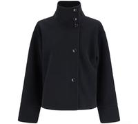 Women's Cropped Blazer Stand Collar Short Office Jacket Single Breasted Long Sleeve Elegant Street Coat for Spring Autumn Commute Casual Party Wear Black(S Black)