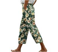 Womens Cropped Capri Pants UK Sale Ladies Floral Printed 3/4 Length Trousers Elastic Waist Bottoms Drawstring Shorts with Pockets Summer Joggers Loose Comfy Sweatpants Smart Work Going Out Activewear