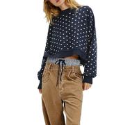 Women's Cropped Heart Knit Sweater Long Sleeve Valentines Day Love Print Knitted Pullover Top Casual Cute Jumper
