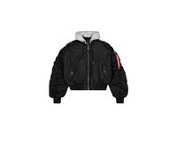 Alpha Industries Short Hooded Light Bomber Jacket Women Bomber Jackets for Women Size M - black