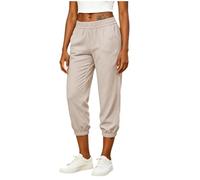Women's Cropped Joggers High Waist Tapered Trousers Elasticated Waist Pull-On Pockets Cuffed Ankle Ladies Capri 3/4 Summer Lounge Casual Yoga Soft Lightweight Relaxed Fit Gym Beach