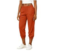 Women's Cropped Joggers High Waist Tapered Trousers Elasticated Waist Pull-On Pockets Cuffed Ankle Ladies Capri 3/4 Summer Lounge Casual Yoga Soft Lightweight Relaxed Fit Gym Beach