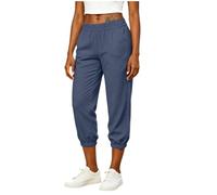 Women's Cropped Joggers High Waist Tapered Trousers Elasticated Waist Pull-On Pockets Cuffed Ankle Ladies Capri 3/4 Summer Lounge Casual Yoga Soft Lightweight Relaxed Fit Gym Beach