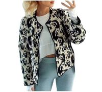 Womens Cropped Puffy Quilted Jacket Fall Winter Coat Lightweight Vintage Floral Print Puffer Jacket Ladies Long Sleeve Cotton Padded Jacket Coat Open Front Cardigan Coat Outwear