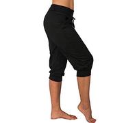 Womens Cropped Trousers 3/4 Length Sport Drawstring Elasticated Waist Half Pants Stretch Jogger Sweatpants Casual Jogging Yoga Capris Summer Three Quarter Bottoms with Pockets
