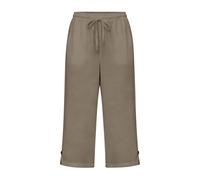 Womens Cropped Trousers - Linen Trousers Capri Petite Comfy Summer Three Quarter Length Pants Stretchy Drawstring Waist Straight Leg Lounge Yoga Beach Capris Pants with Pockets Bottoms Ladies S-3XL