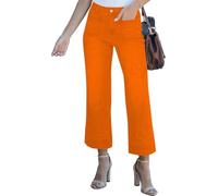 Women's Cropped Wide Leg Jeans Butterfly Elastic High Waisted Baggy Flared Jeans Trendy Stretchy Denim Pants, Orange, XXL