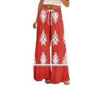 Women's Cropped Wide Leg Pants Petite Length High Waisted Summer Trousers for Vacation Casual Outfits High Waist Stretch Joggers Sweatpants Ladies Work Pants Red