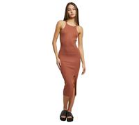 Ribbed Knit Cross Back Halterneck Midi Bodycon Dress with Split Urban Classics Terracotta L