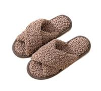 Women's Cross Band Slippers - Fluffy Fleece House Shoes for Women, Soft Memory Foam Indoor Footwear, Open Toe Non Slip Design, Highlighting Plush Texture and Elegant Crossed Style