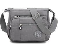 Womens Cross Body Bag Casual Shoulder Bag Handbag Multi Pocket Messenger for Shopping Daily Use (Gray)