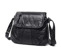 Women's Cross-Body Bag, Small Messenger Over The Shoulder PU Black Leather Bag, Ladies Crossbody (Black)