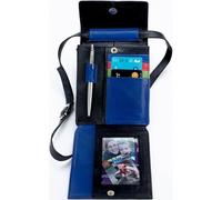 Womens Cross-Body Leather Slimline Travel Bag - Travelling Holiday Organiser with Multicolour Interior for Passport, Tickets, Credit Cards, Purse, Wallet, Pen - 16.5 x 12.5 x 3.5cm, Black