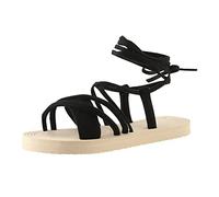 Women'S Cross Lace Up Gladiator Sandals Summer Platform Ankle Wrap Strappy Flats Sandal Open Toe Retro Roman Sandals Lightweight Comfy Holiday Beach Shoes Anti-Slip Getaway Footwear For Travel